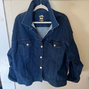 Lilly Pulitzer Dark Blue Denim Jacket with Gold Buttons